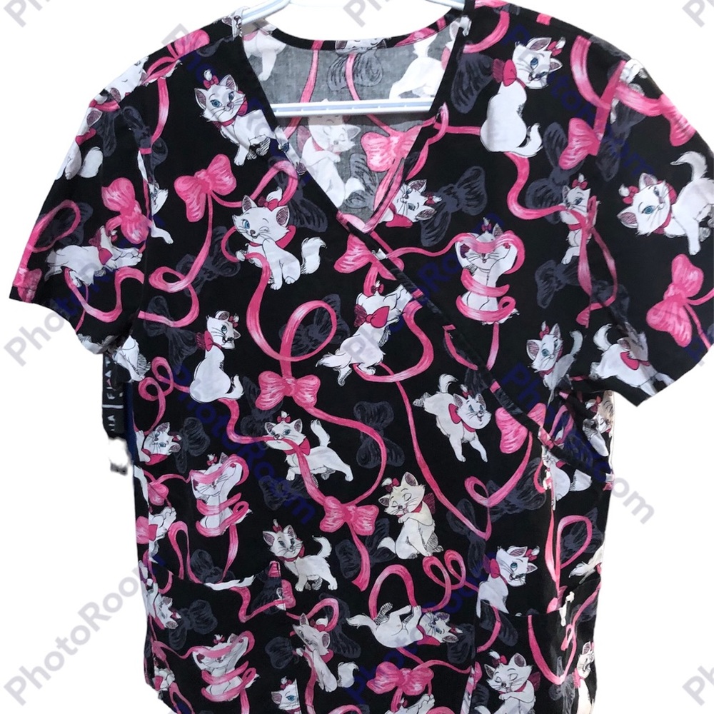 Disney Aristocats Marie Cat Scrub Top Black Pink no tags see measurements